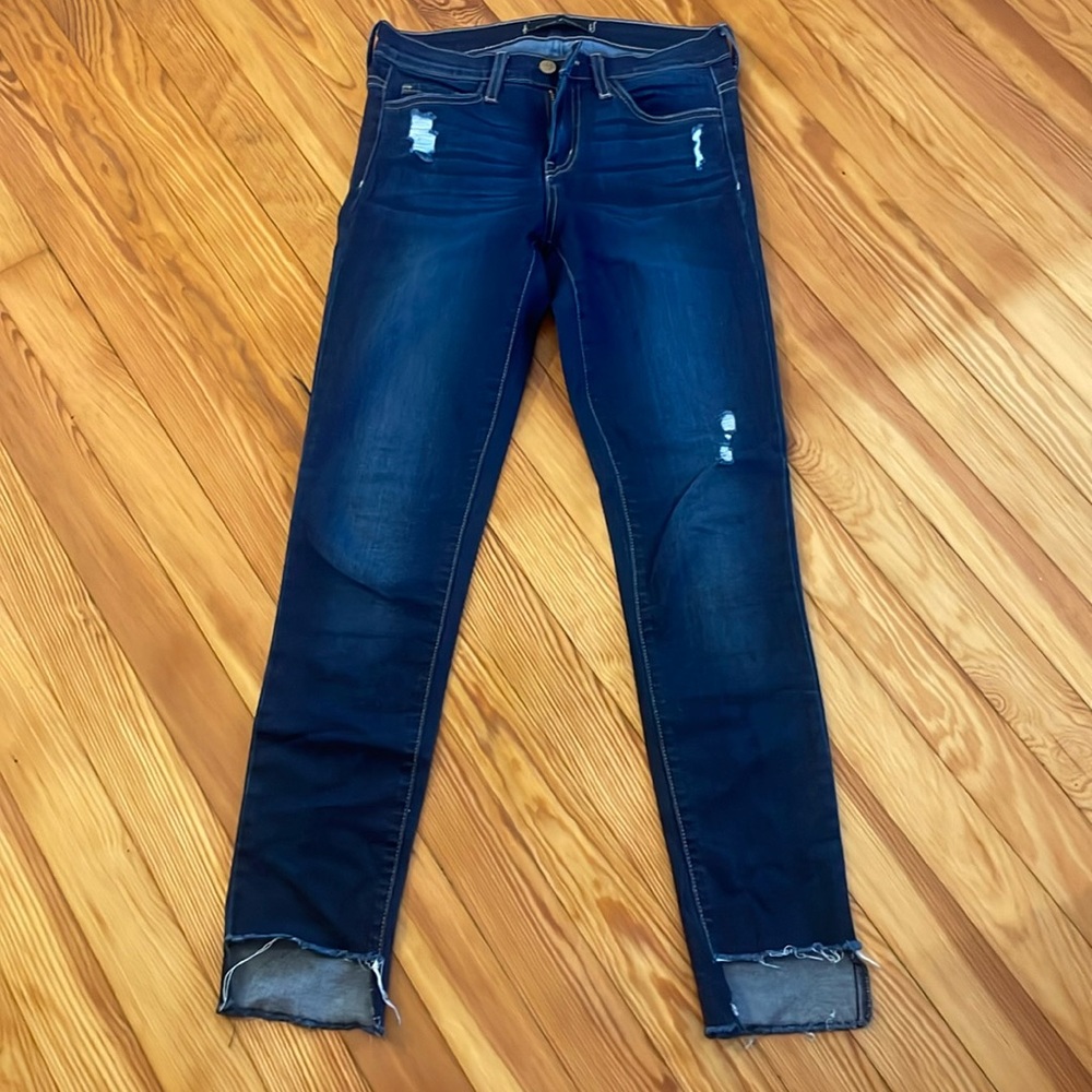 Flying Monkey dark wash ripped jeans with raw hem